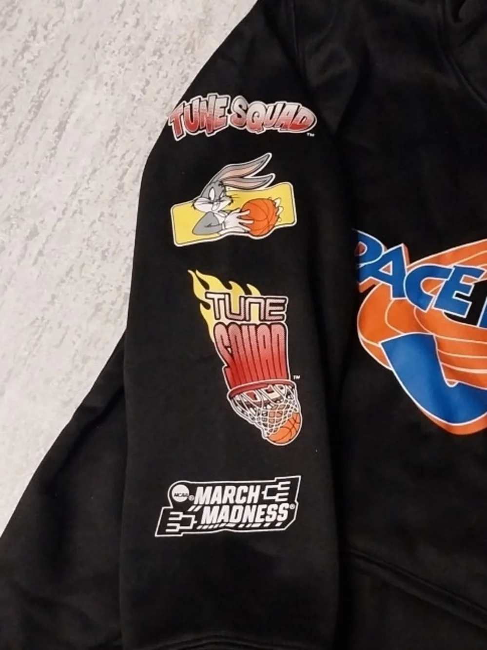 Champion Black Space Jam Hoodie with Blue & Orange Logo Boy M